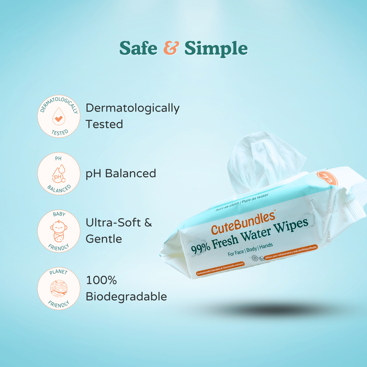 99% Fresh Water Baby Wipes - CuteBundles