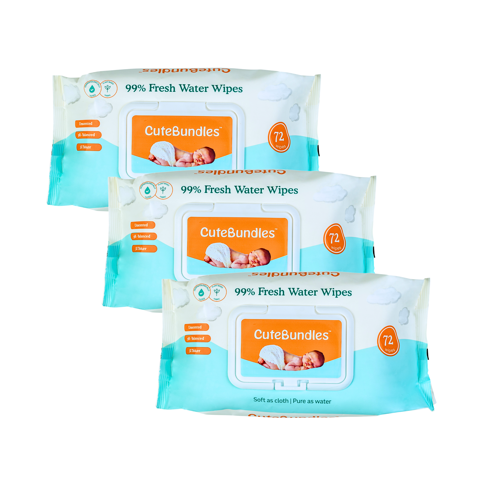 CuteBundles 99% Fresh Water Baby Wipes